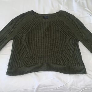 Olive Green Crop Knitted Sweater